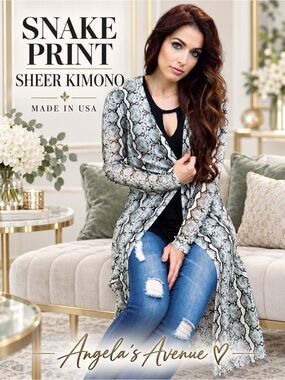 Snake print Sheer Kimono Coverup NEW
